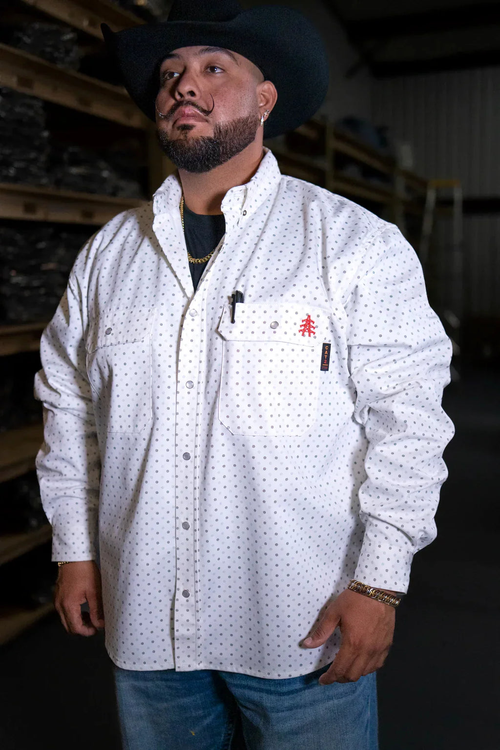 Phantom White FR Pearl Snap – Western Flame-Resistant Work Shirt for Men
