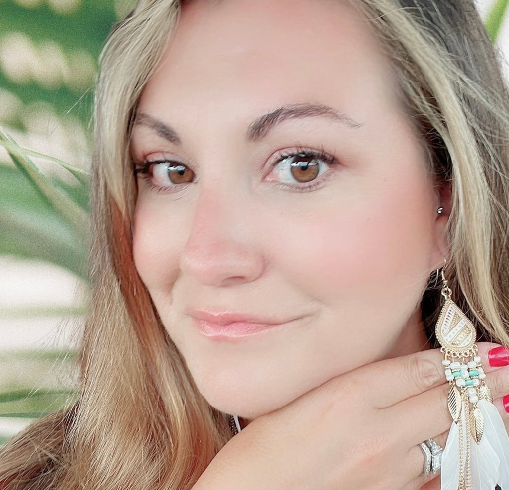 Gold Teardrop Feather Earrings – Boho Western Dangle Earrings for Women