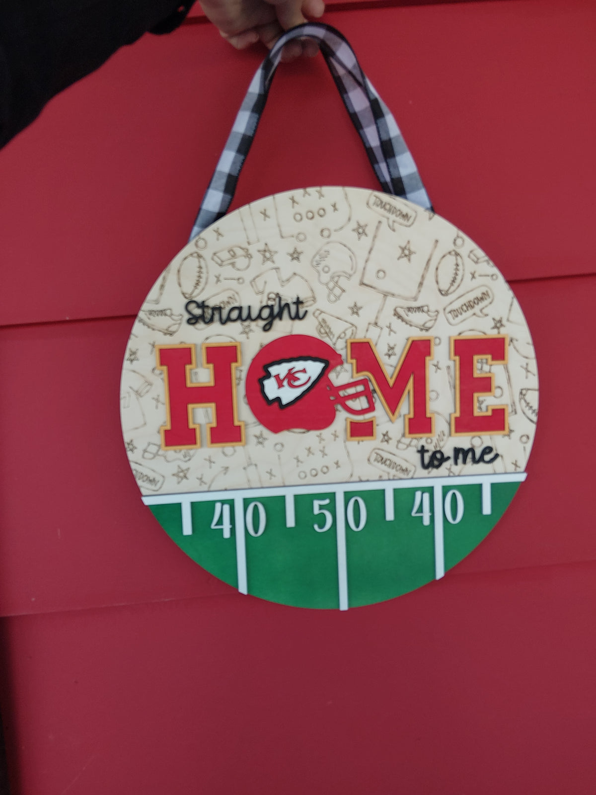 14" Chiefs "Straight Home to Me" Door Hanger