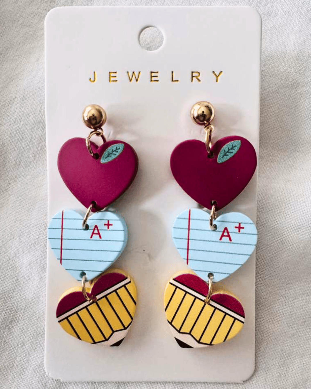 Teacher Triple Heart Dangle Earring