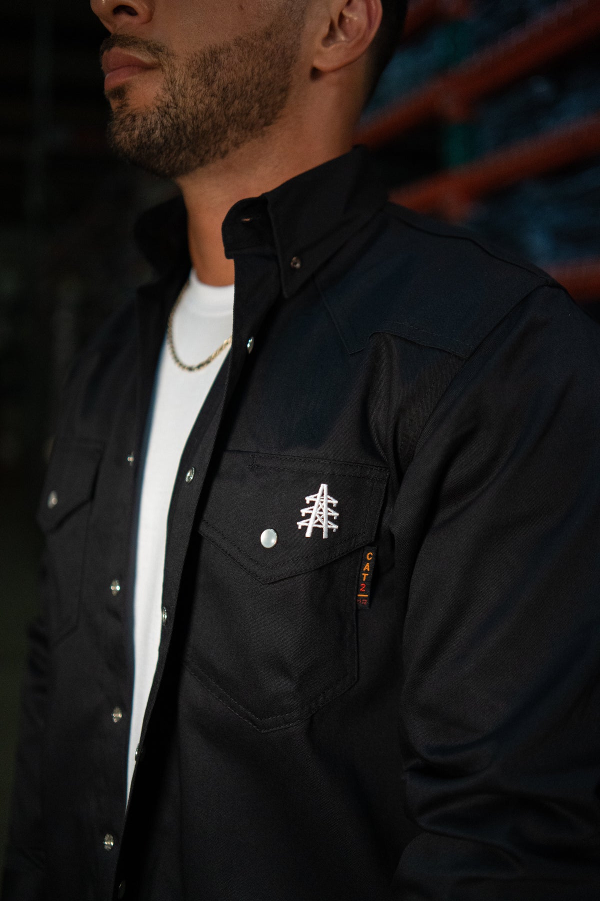 Black FR Western Pearl Snap – Flame-Resistant Work Shirt for Men