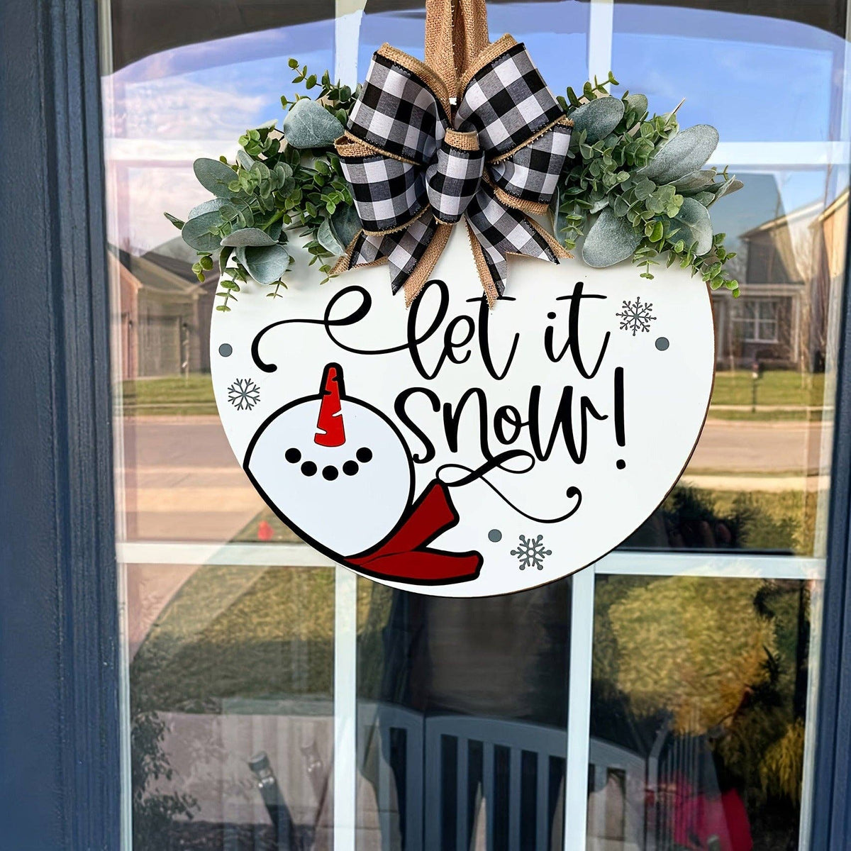 Let it Snowman Wooden Hanging Door Sign
