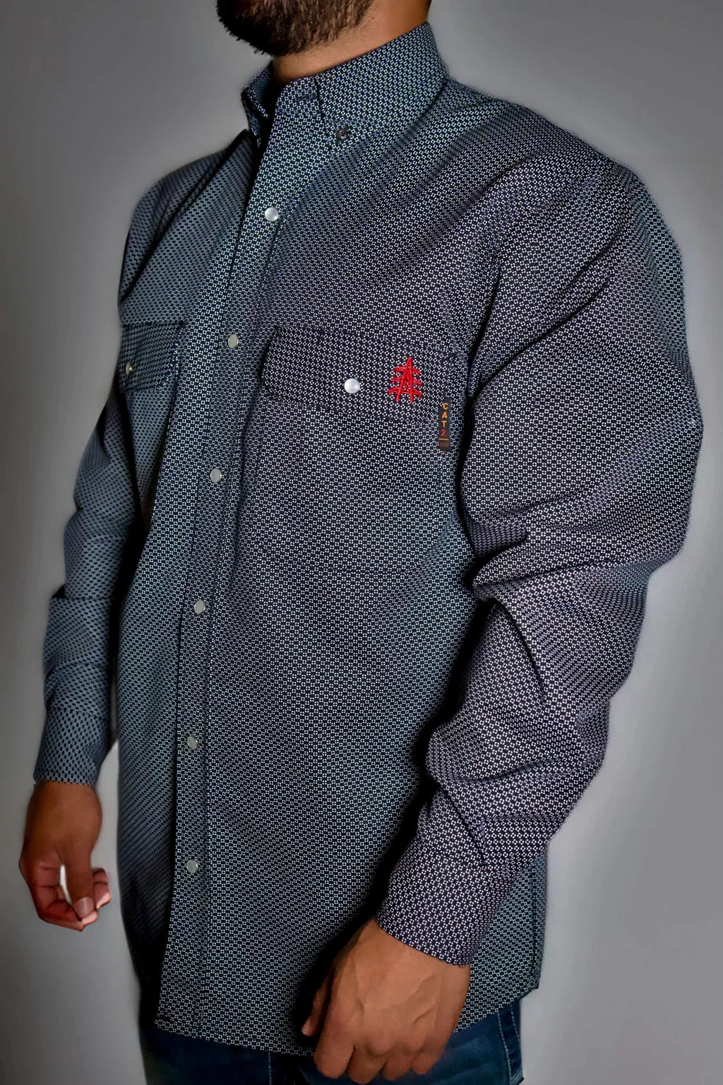 Shadow Black FR Pearl Snap – Western Flame-Resistant Work Shirt for Men
