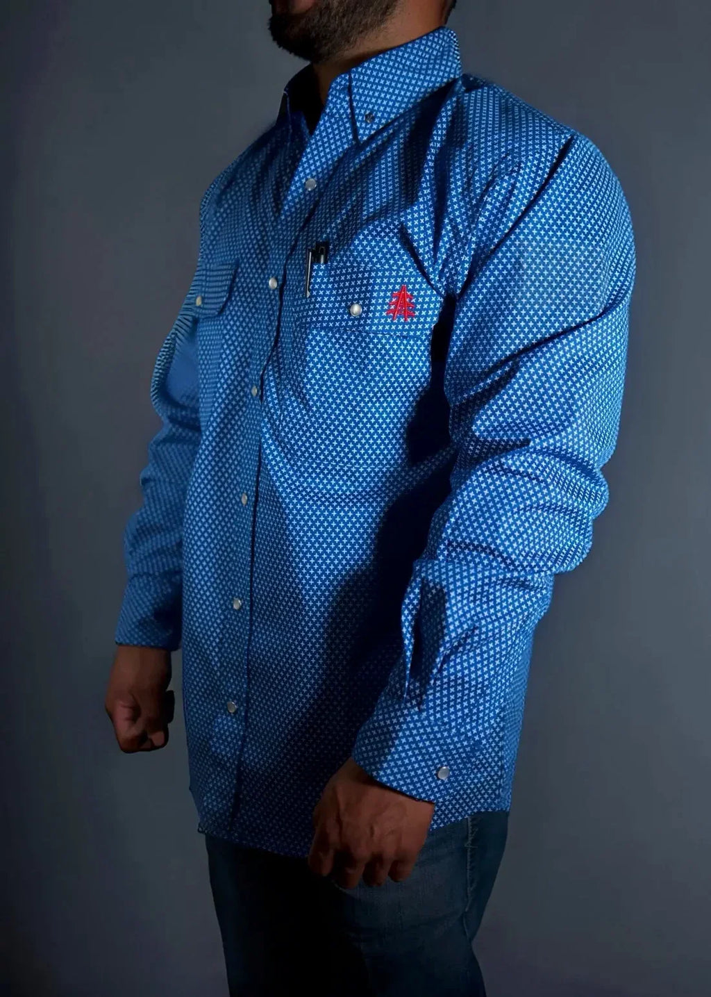 Royal Blue FR Pearl Snap – Western Flame-Resistant Work Shirt for Men