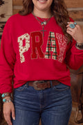 PRAY Letter Patchwork Plus Size Sweatshirt