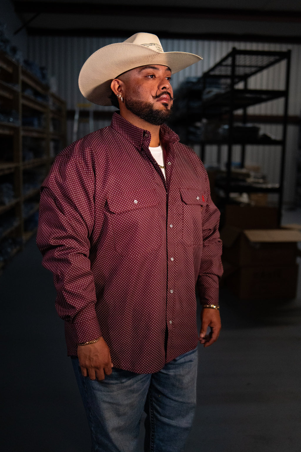 Rustline FR Pearl Snap with U.S. Flag – Western Flame-Resistant Work Shirt for Men