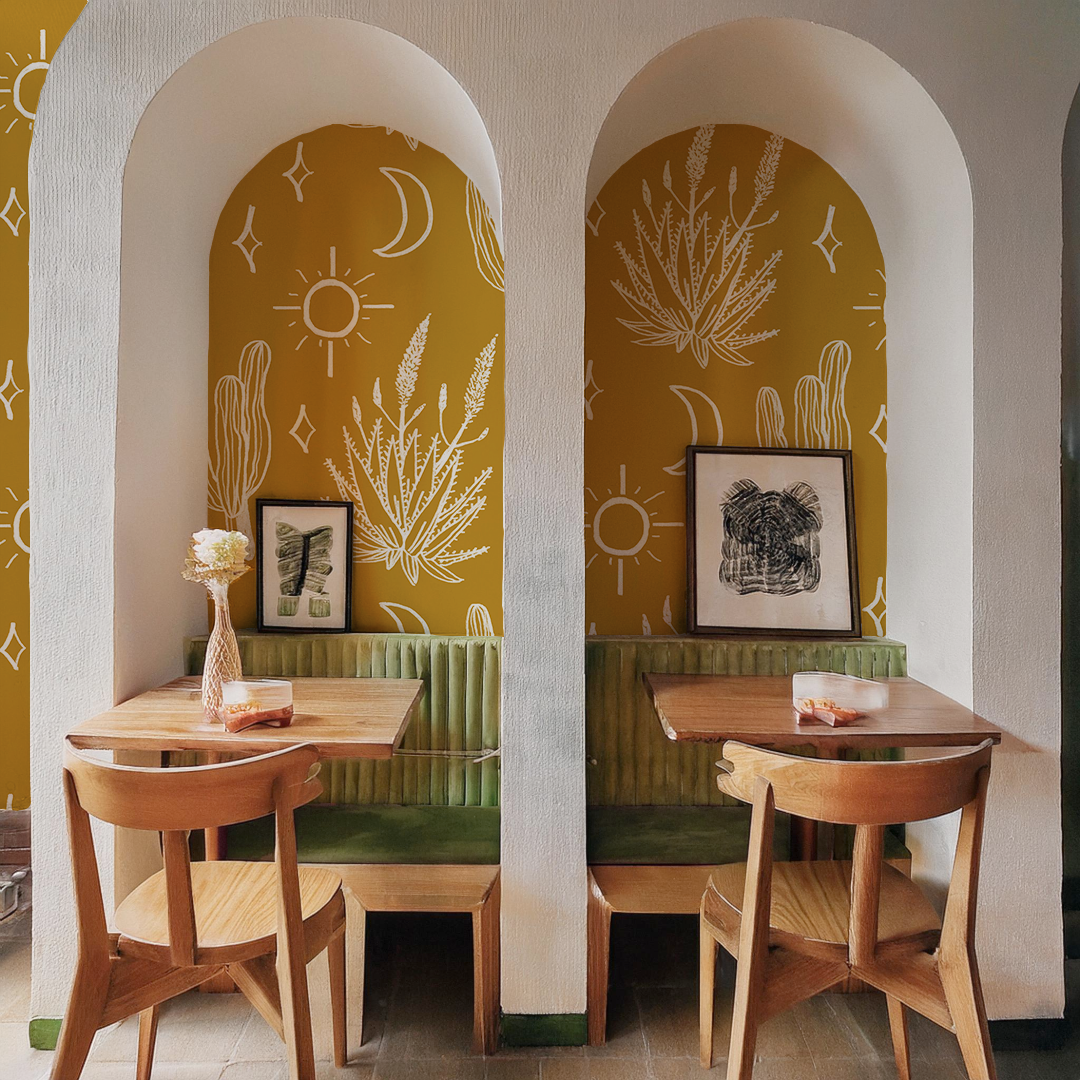 Desert Sky Wallpaper, Mustard and White