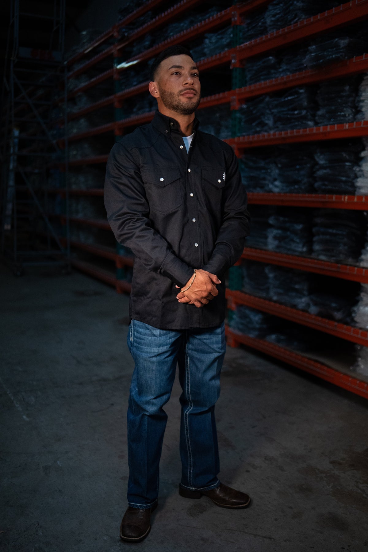 Black FR Western Pearl Snap – Flame-Resistant Work Shirt for Men