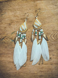 Gold Teardrop Feather Earrings – Boho Western Dangle Earrings for Women