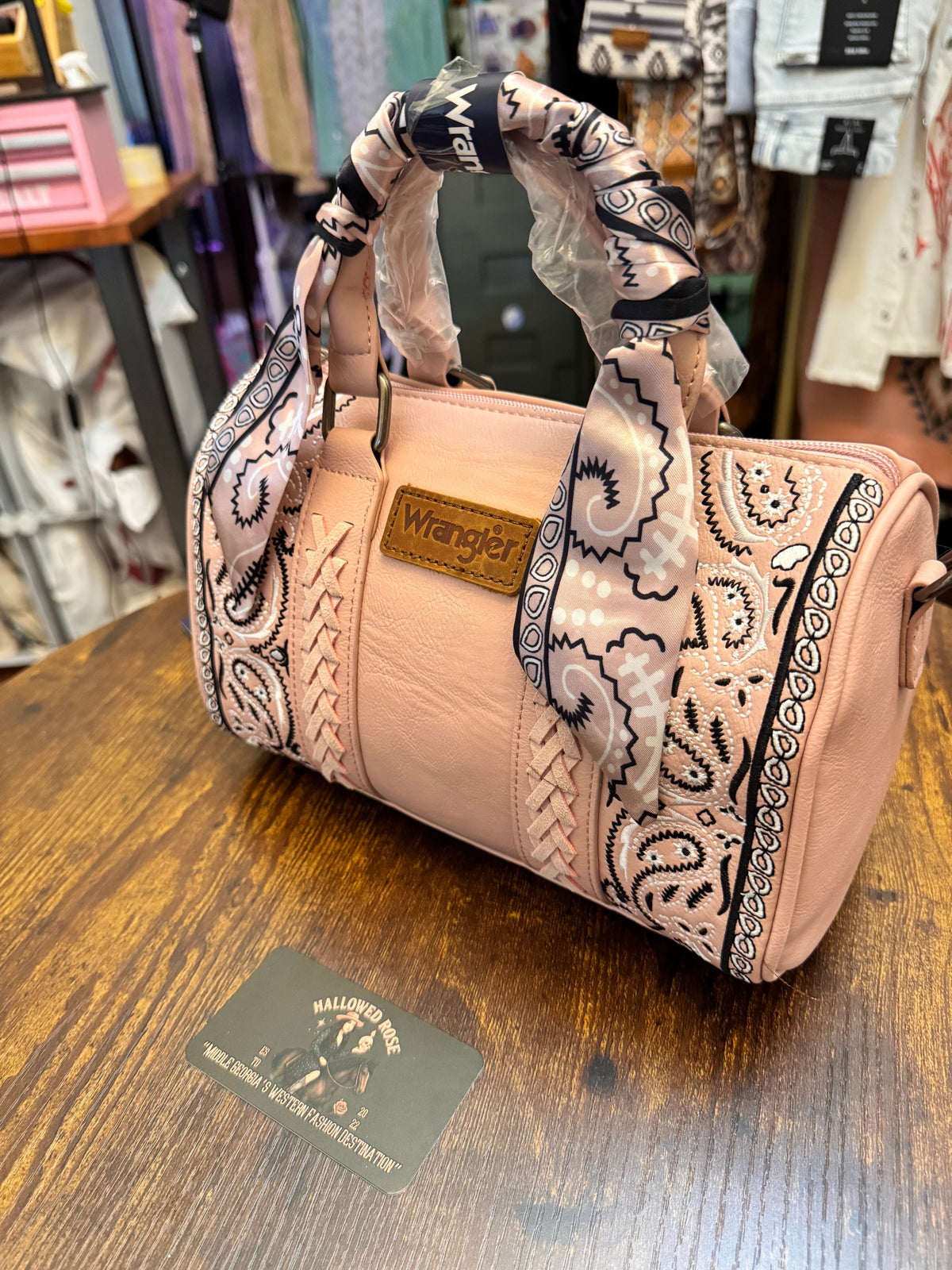 Wrangler Braided Paisley Bandana Boston Bag – Western Handbag for Women