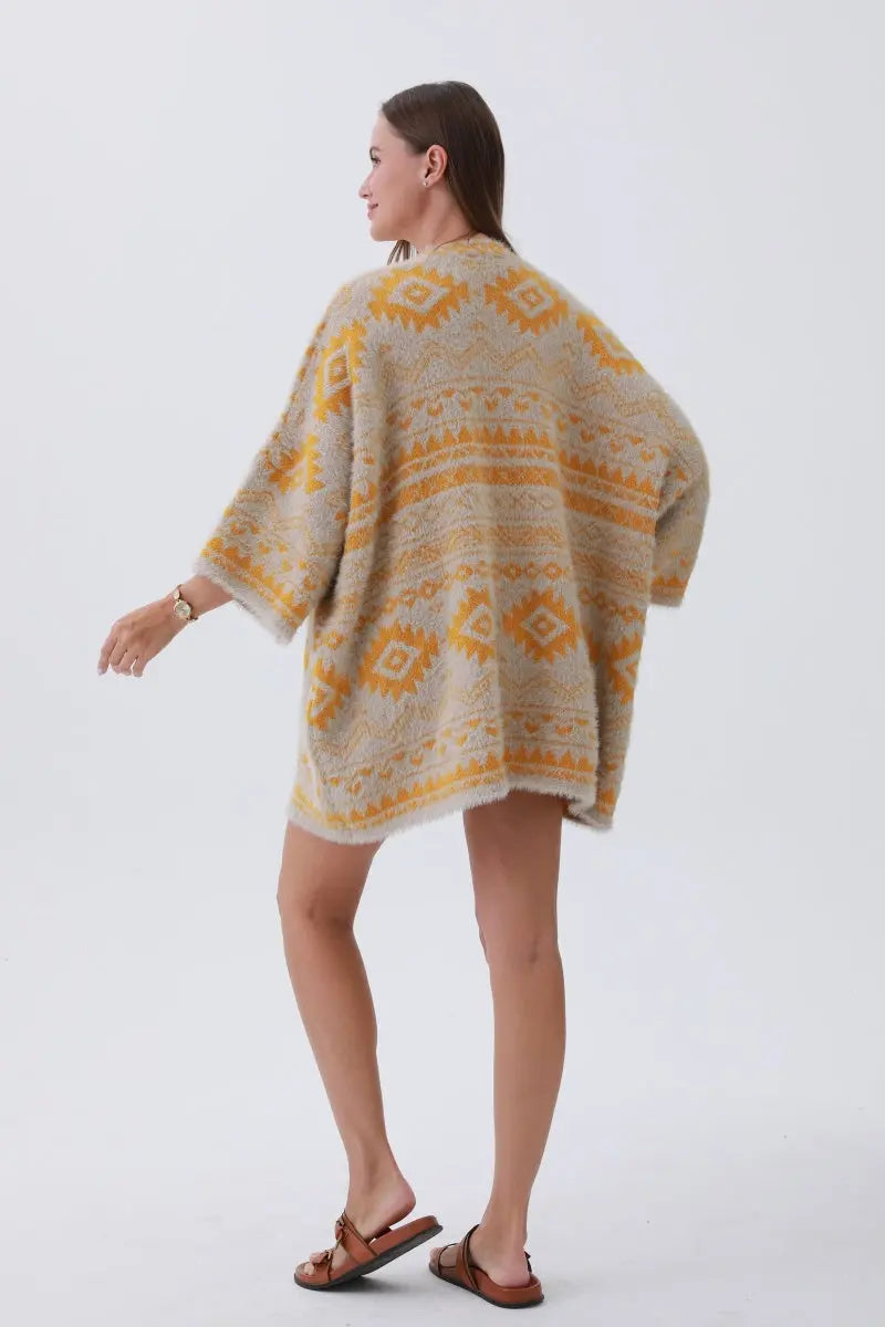 Aztec Soft Knit Cardigan – Tribal Print Western Sweater for Women