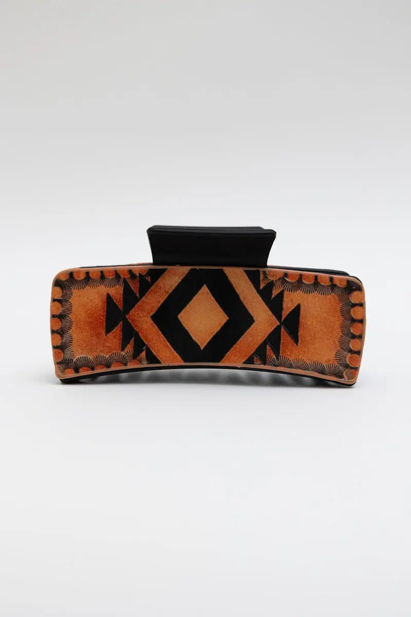 Aztec Sunset Hair Claw Clip – Geometric Western Hair Clip for Women