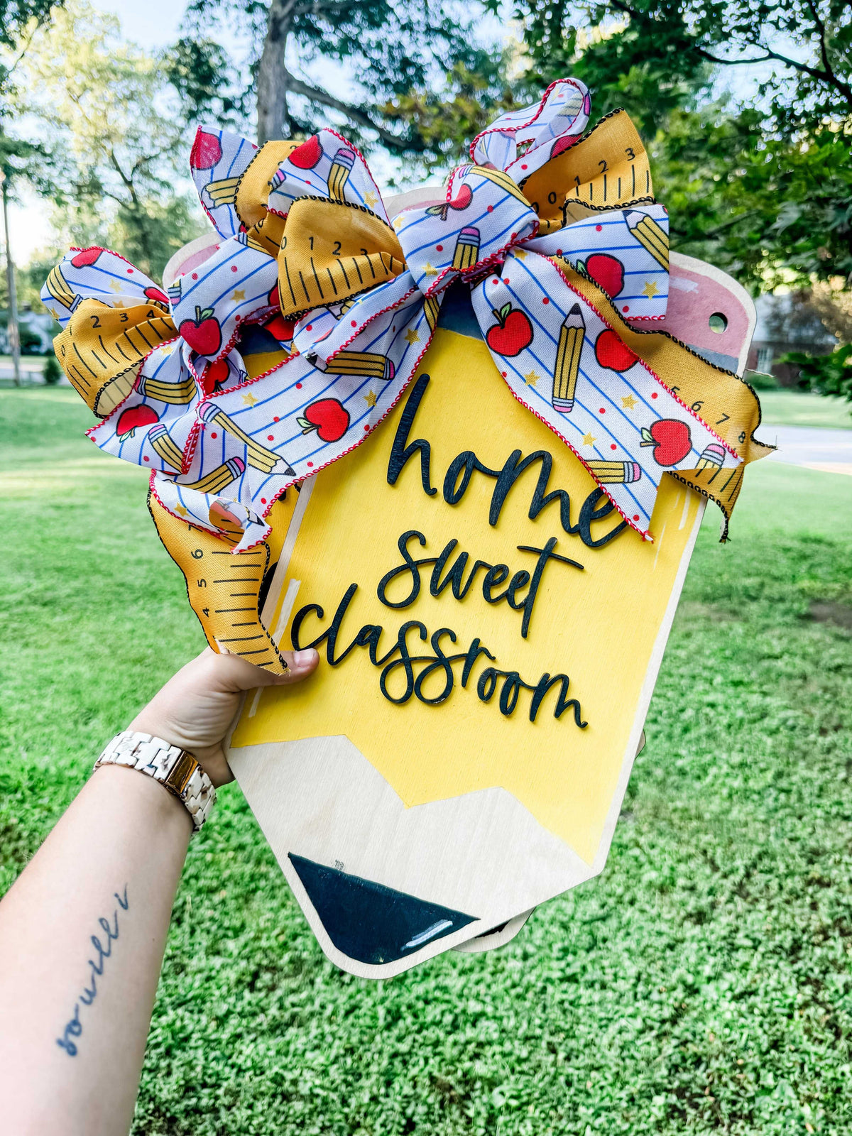 Personalized Pencil Door Hanger – "Home Sweet Classroom"