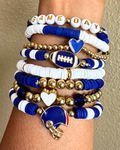 Royal Blue White & Gold GameDay Bracelet