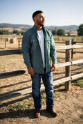 Gunner Green FR Pearl Snap Work Shirt — lifestyle photo