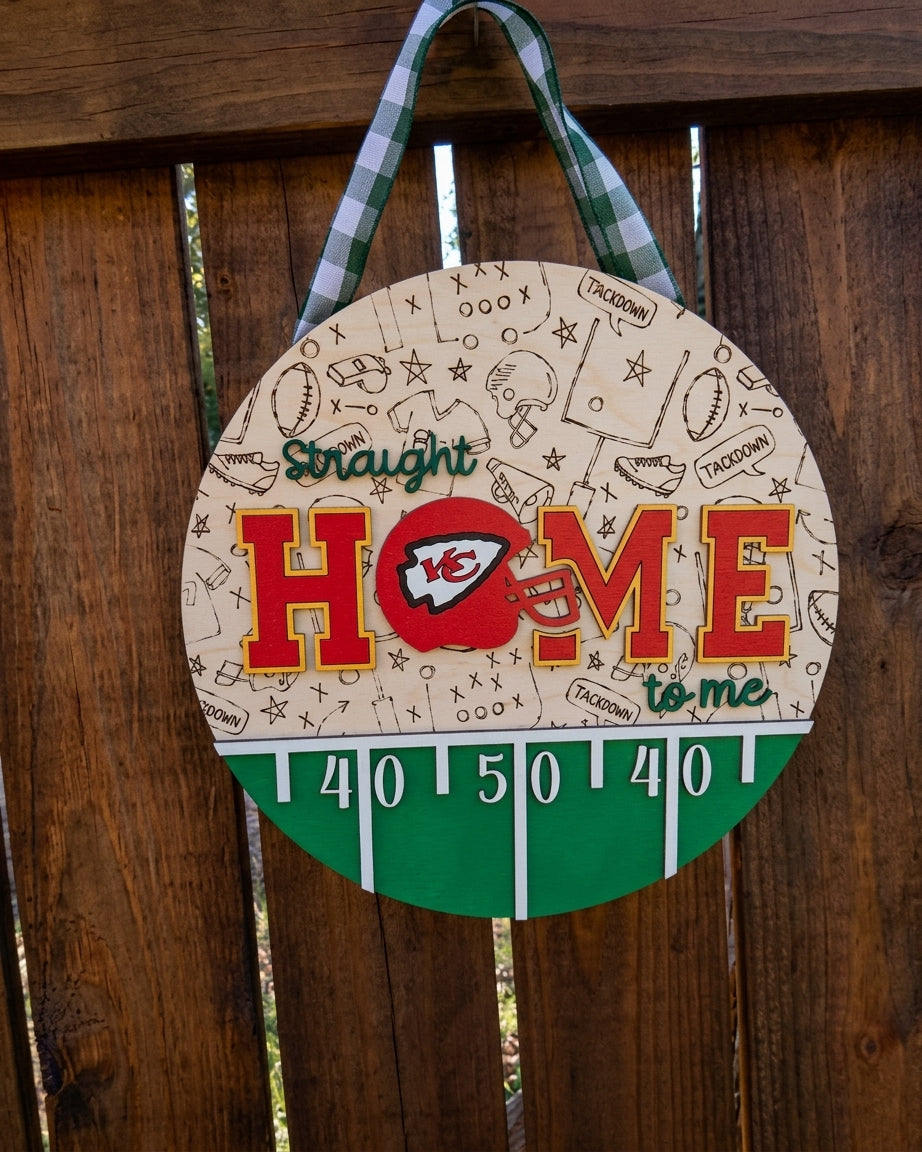 14" Chiefs "Straight Home to Me" Door Hanger