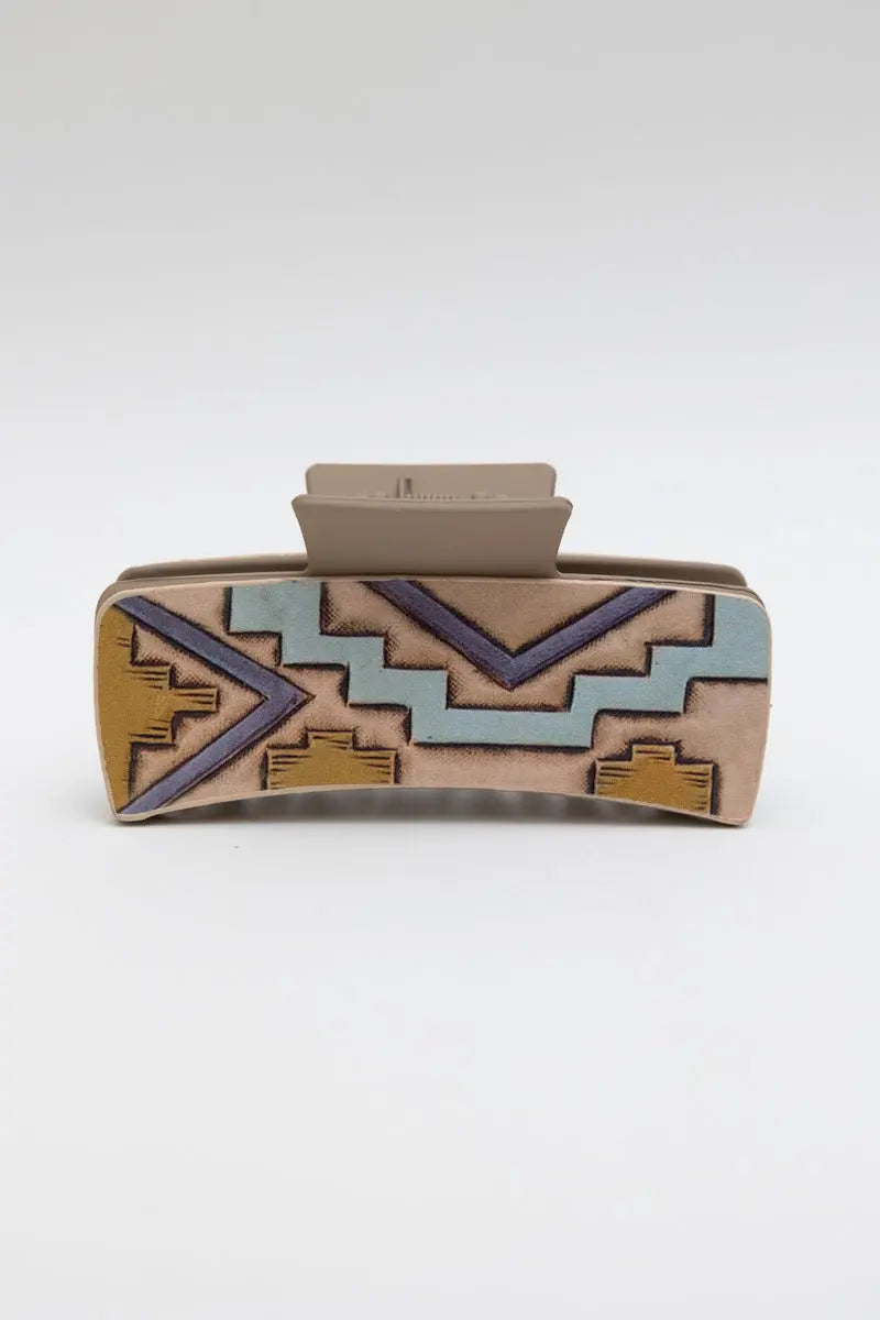Western Hair Claw Clip – Geometric Tribal Pattern Hair Clip for Women